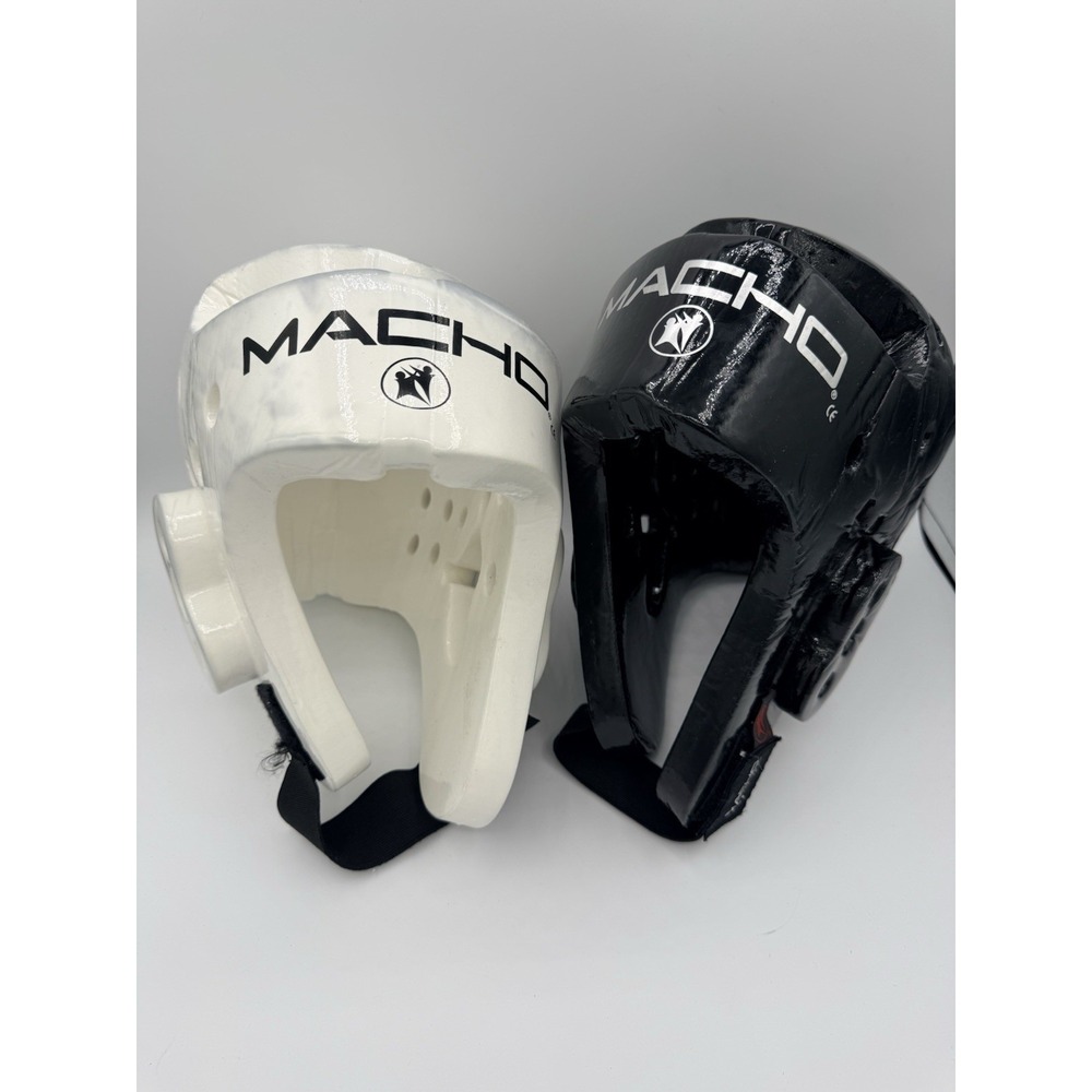 Macho Martial Arts Headgear LRG Black White Sparring Helmet Gear MMA Lot 2